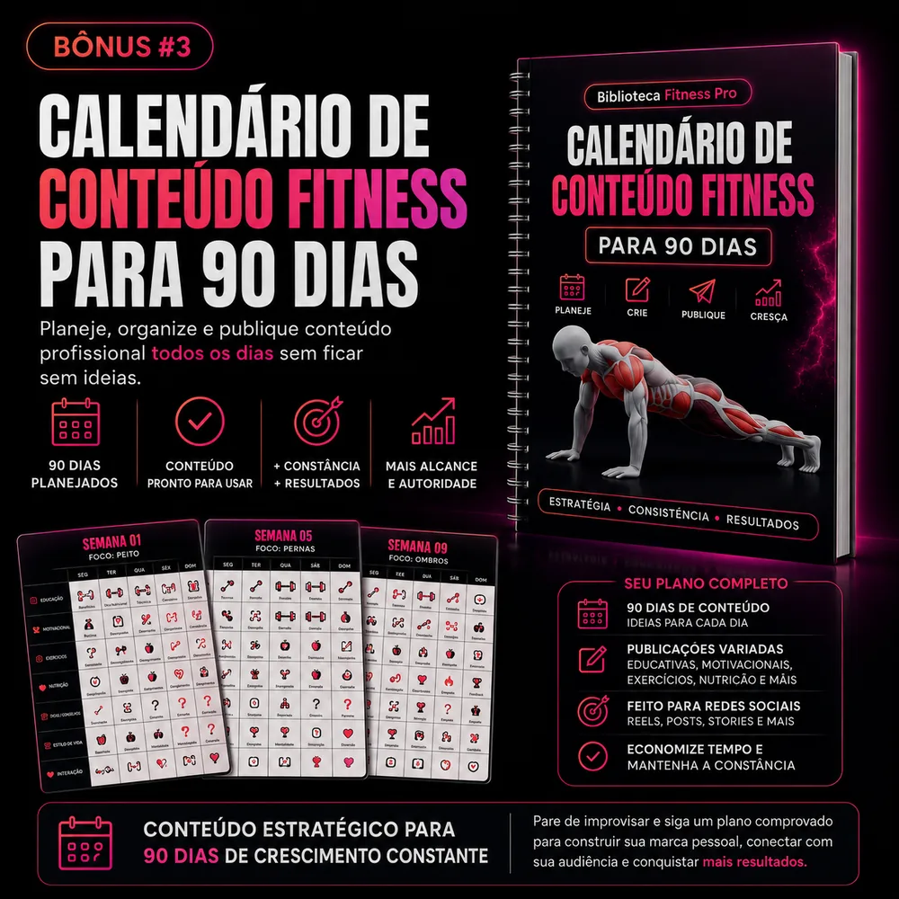 Calendário de Conteúdo Fitness para 90 Dias